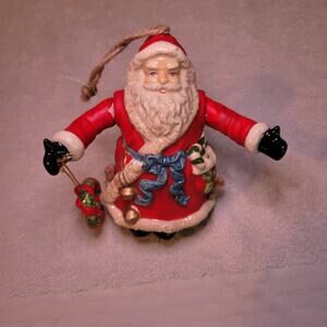 Dillard's Trimmings Porcelain Santa Bell Ornaments Moving Arms + Legs